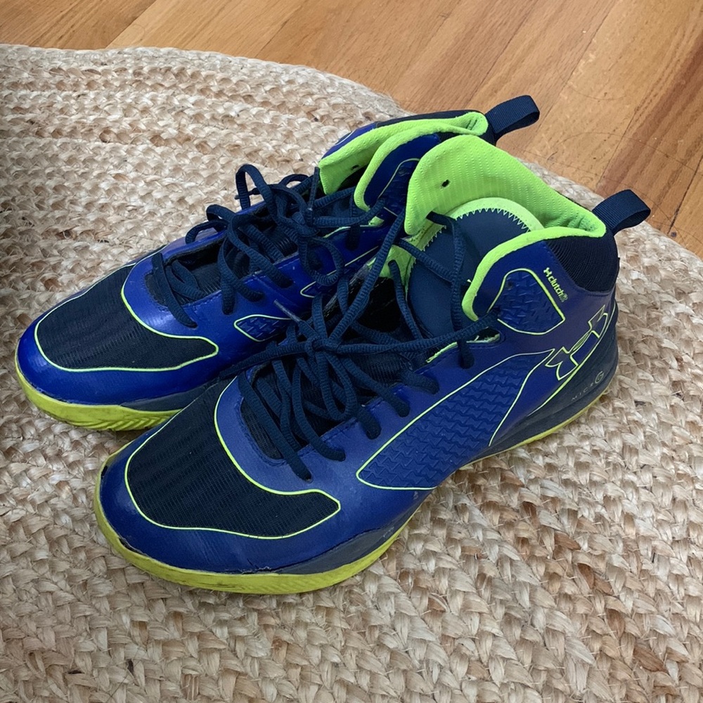 Under Armour Micro G Clutchfit Drive Blue/Neon Basketball Shoes Size 10